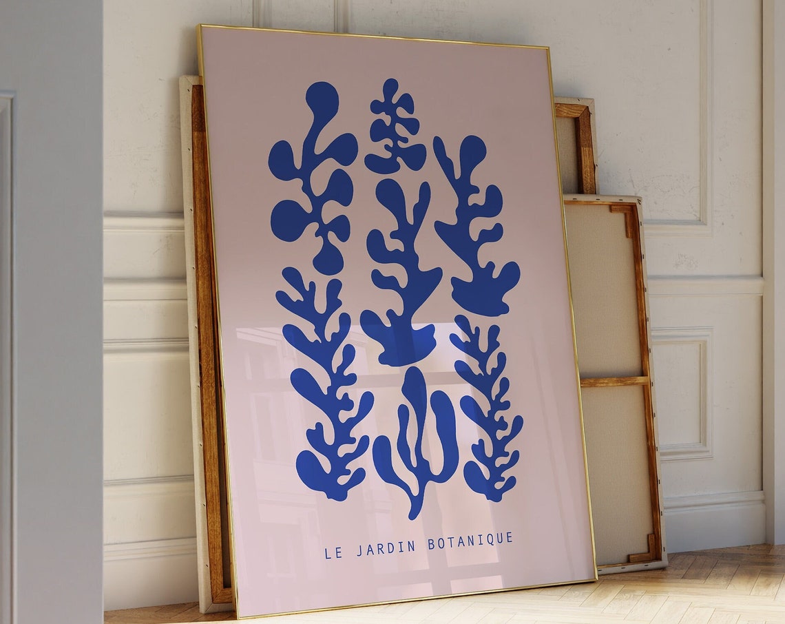 Blue Botanical Cutouts Le Jardin Botanique Matisse Style Art Poster