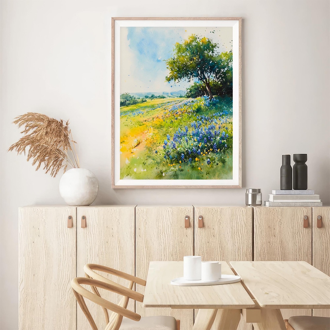 Stunning Texas Bluebonnet Wildflower Meadow Spring Watercolor Poster - Image 5