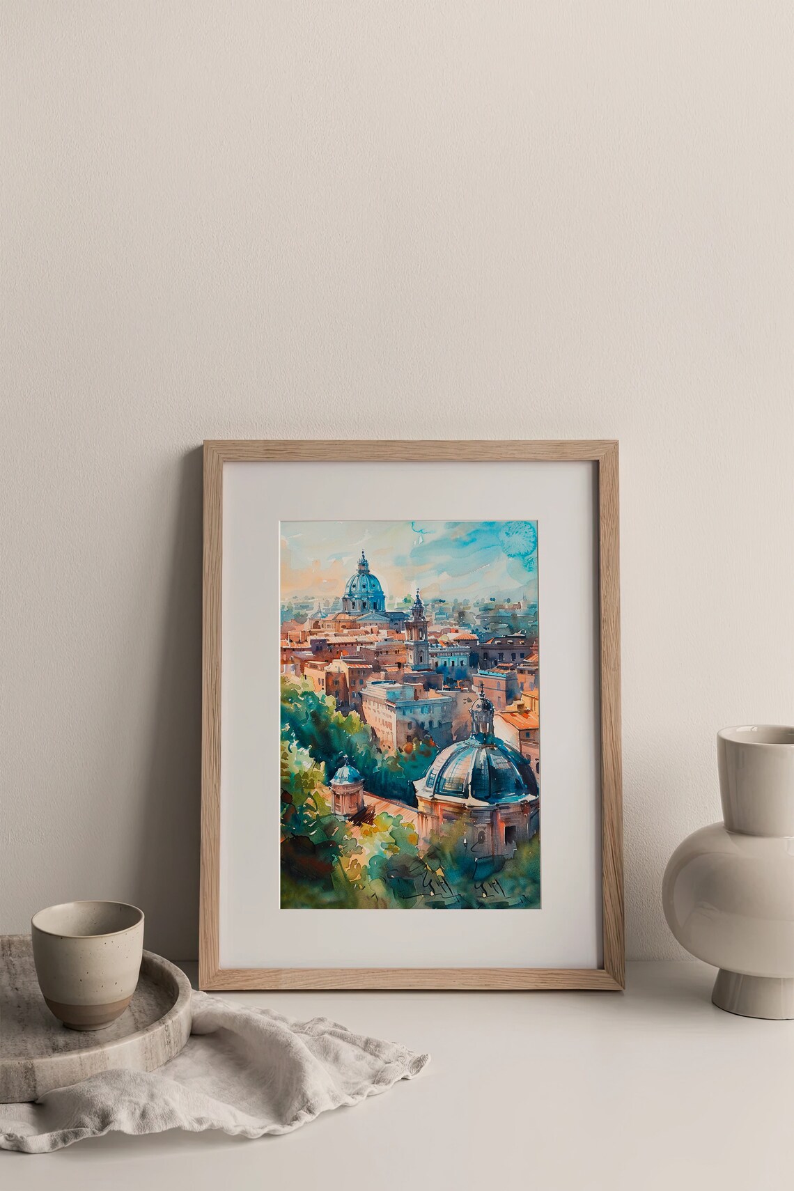 Rome Cityscape Watercolor Art Print, Italy Travel Poster - Image 3