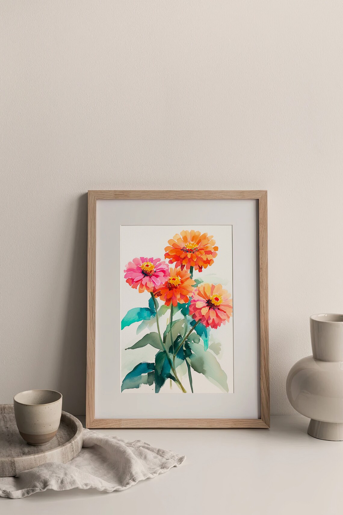 Zinnia Watercolor Art Print, Botanical Floral Decor - Image 3