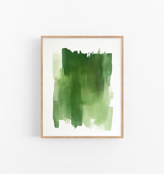 Green Color Watercolor Painting Green Colors Brushstroke Watercolor Art Print Minimalist Wall Art Poster By Feelingprints