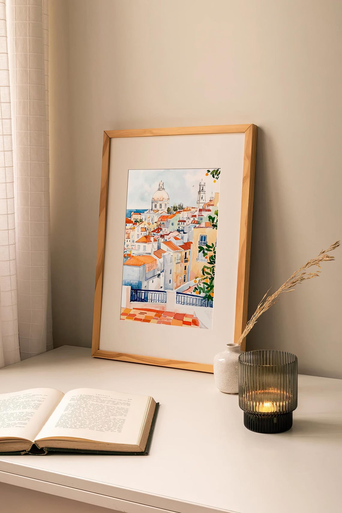Lisbon Cityscape Watercolor Art Print Portugal City Watercolor Painting Cityscape Wall Art Print Travel Gifts By Feelingprints - Image 2