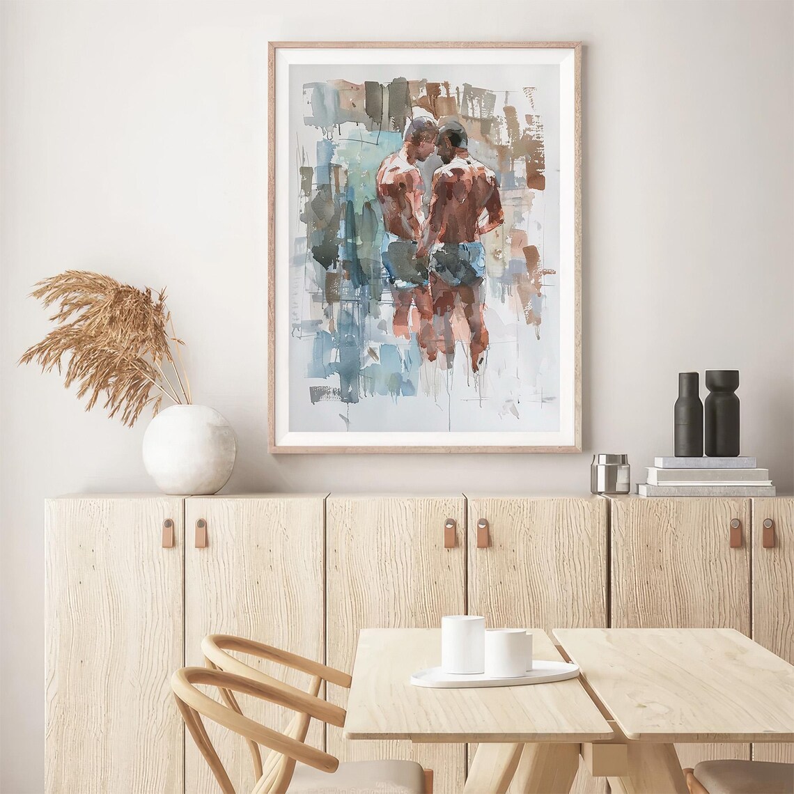 Male Bodies Watercolor Painting Gay Friendship Art Print - Image 5