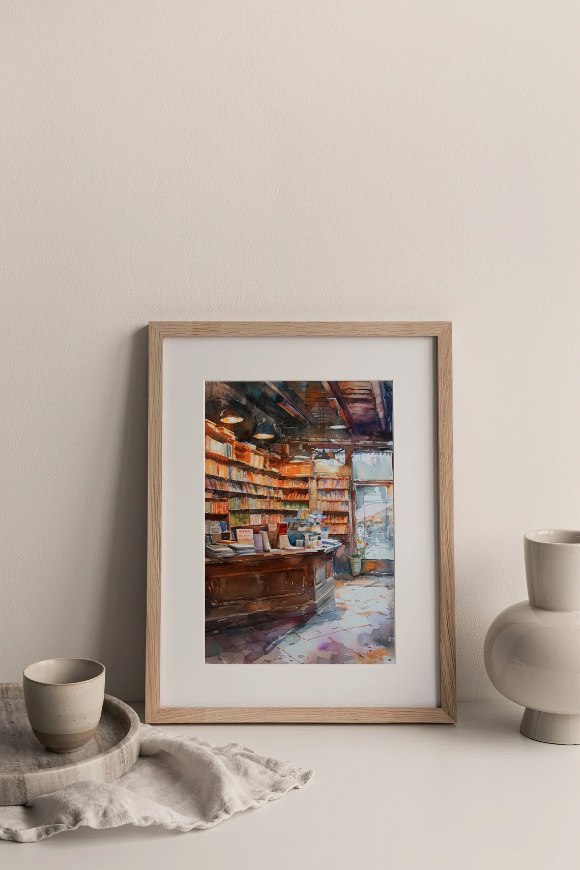 Bookstore Watercolor Art Print, New York City Library - Image 3
