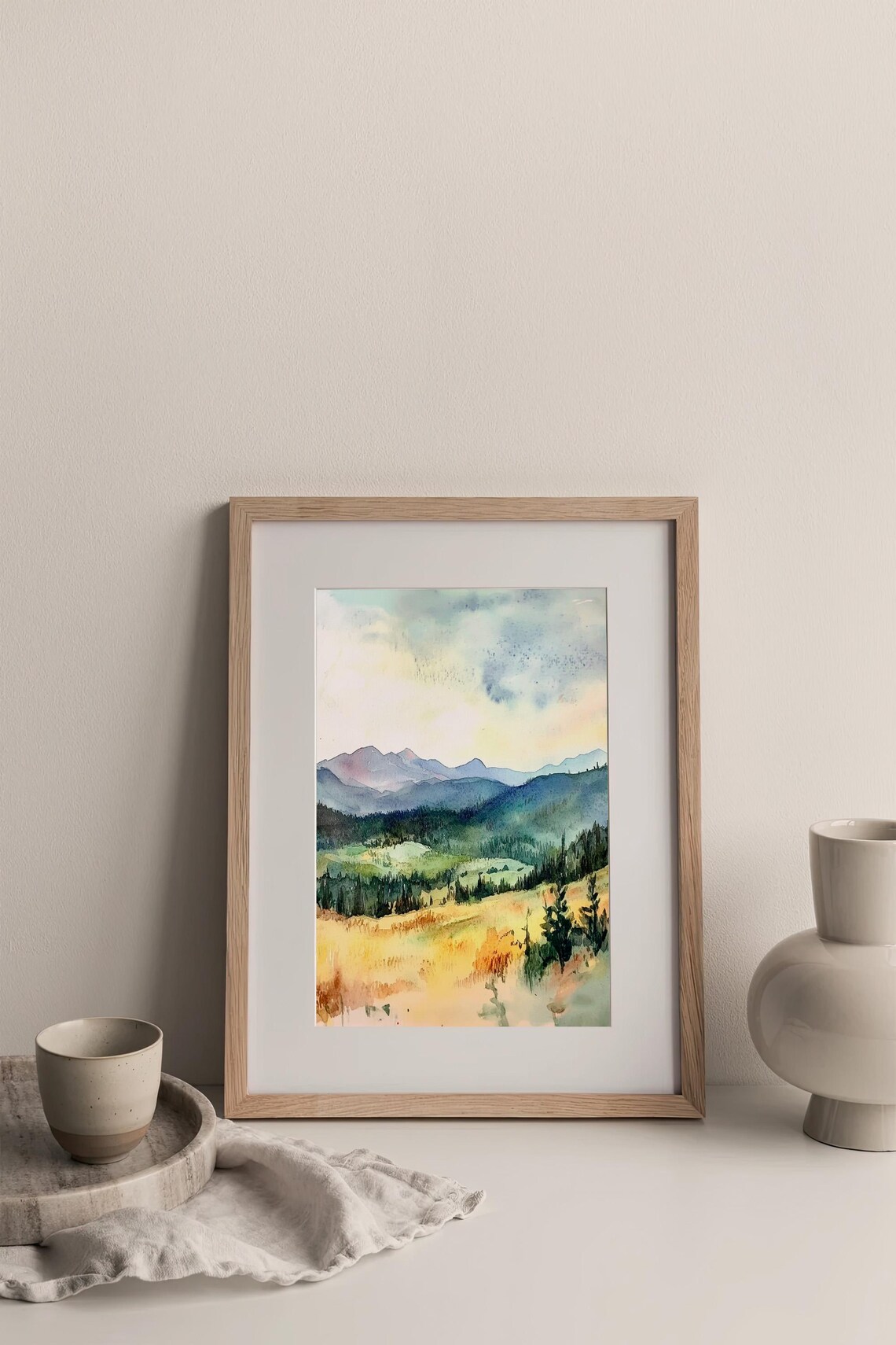 Wyoming Watercolor Rocky Mountains Art Print - Image 3