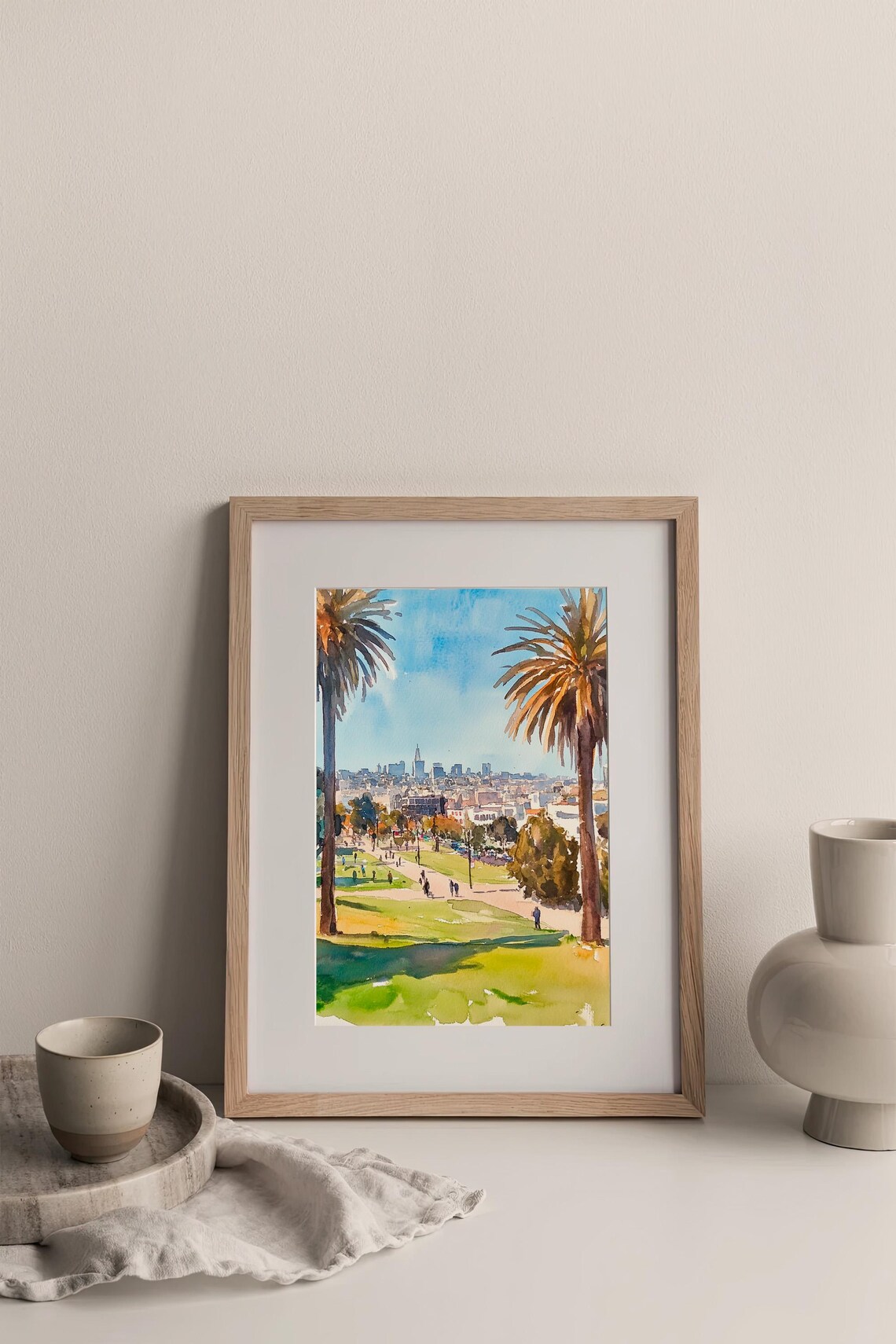 Dolores Park San Francisco Palms Skyline Watercolor View Poster - Image 3