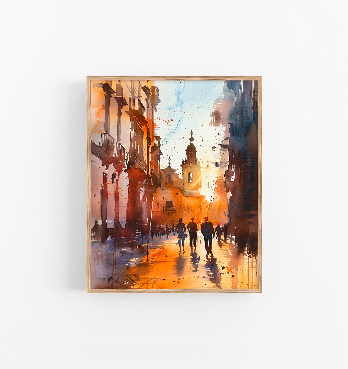 Seville Watercolor Travel Poster, Cityscape Art Print