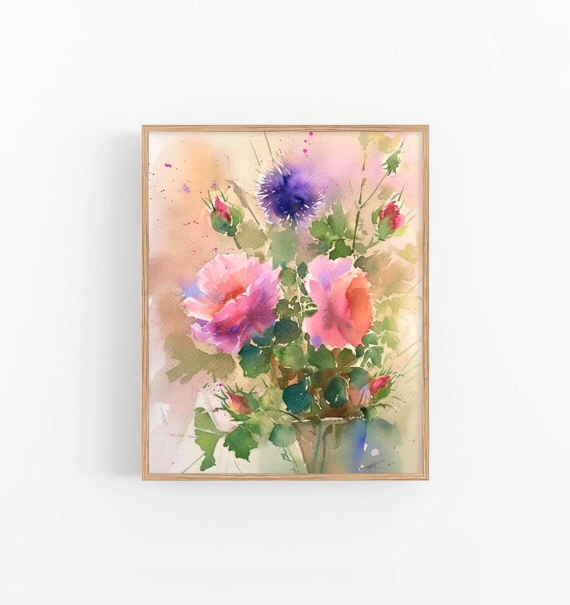 Roses, Shamrock and Thistle Watercolor Art Print