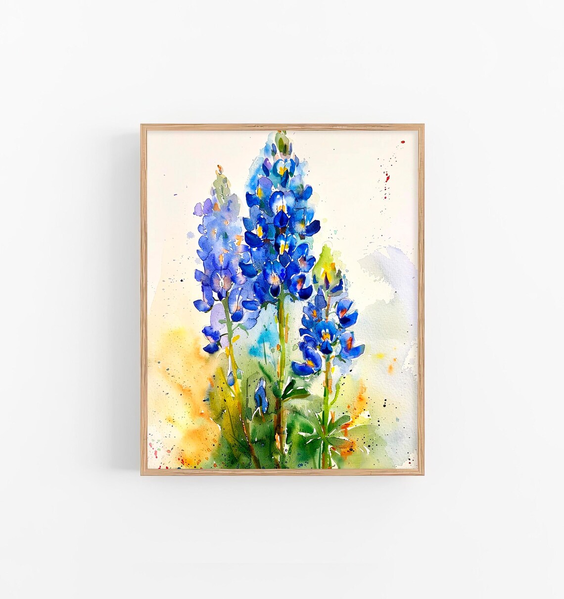 Bluebonnet Watercolor Art Print, Floral Decor