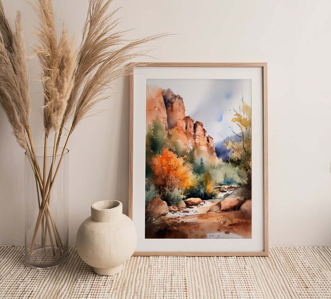 Colorado Springs Watercolor Art Print, Mountain Landscape - Image 5