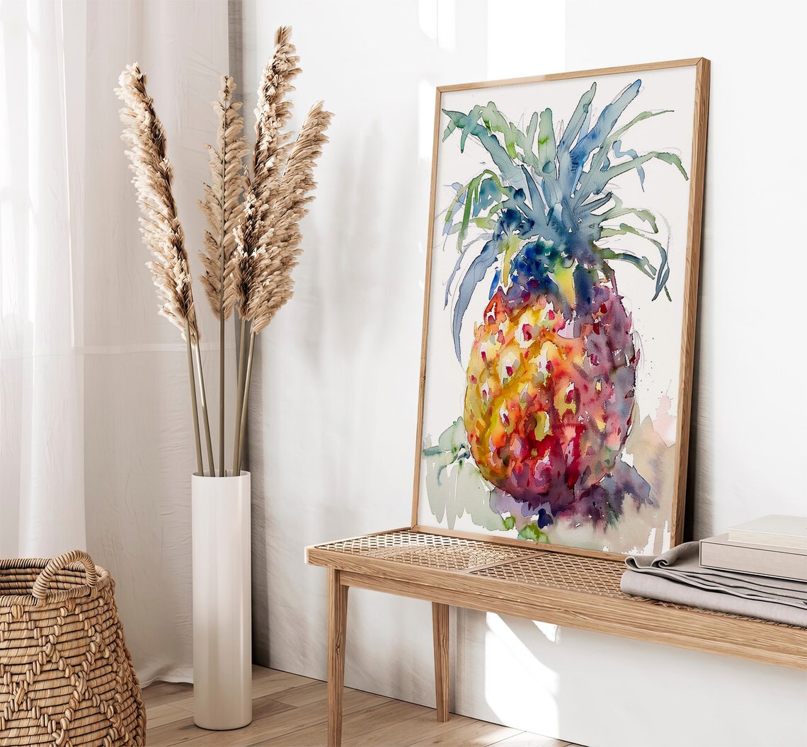 Pineapple Watercolor Painting Exotic Fruit Art Print Kitchen Wall Art Decor Print By Feelingprints - Image 2