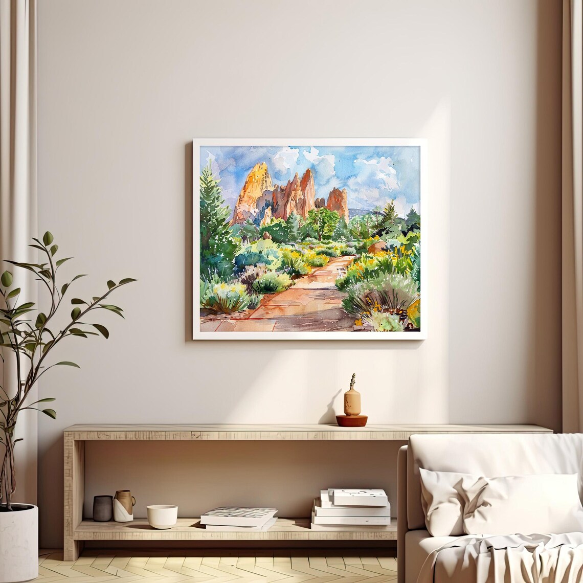 Garden Of Gods Watercolor Colorado Landscape Art Print - Image 3