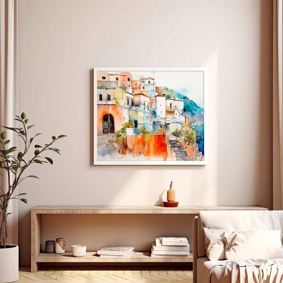 Positano House Watercolor Art Print Italy Print Painting Amalfi Coast Cityscape Wall Art Italy Travel Gifts By Feelingprints - Image 3