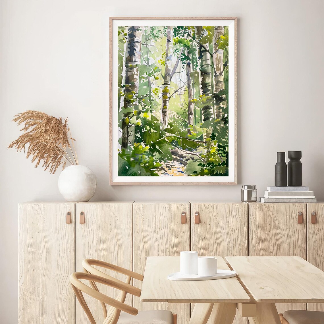 Aspen Birch Forest Sun Dappled Woodland Watercolor Scene Poster - Image 5