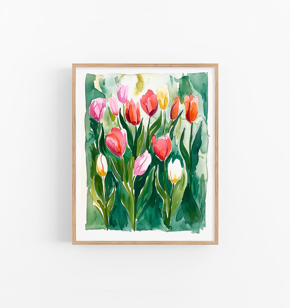 Tulip Flowers Watercolor Art Print, Floral Decor