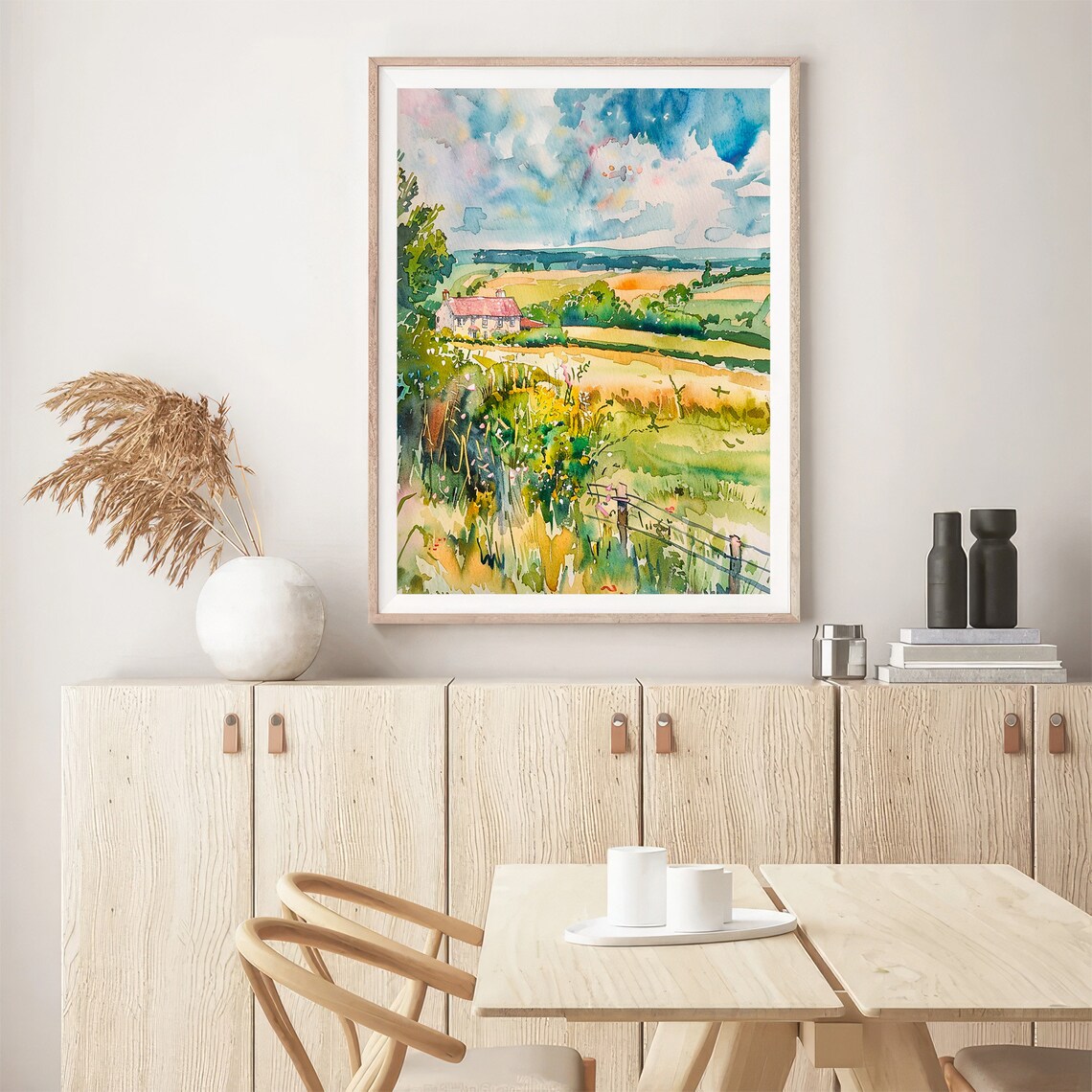 Scottish Countryside Farmhouse Rolling Fields Watercolor Poster - Image 5