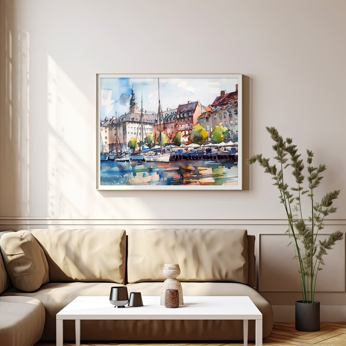 Copenhagen Watercolor Cityscape Art Print, Travel Poster - Image 3