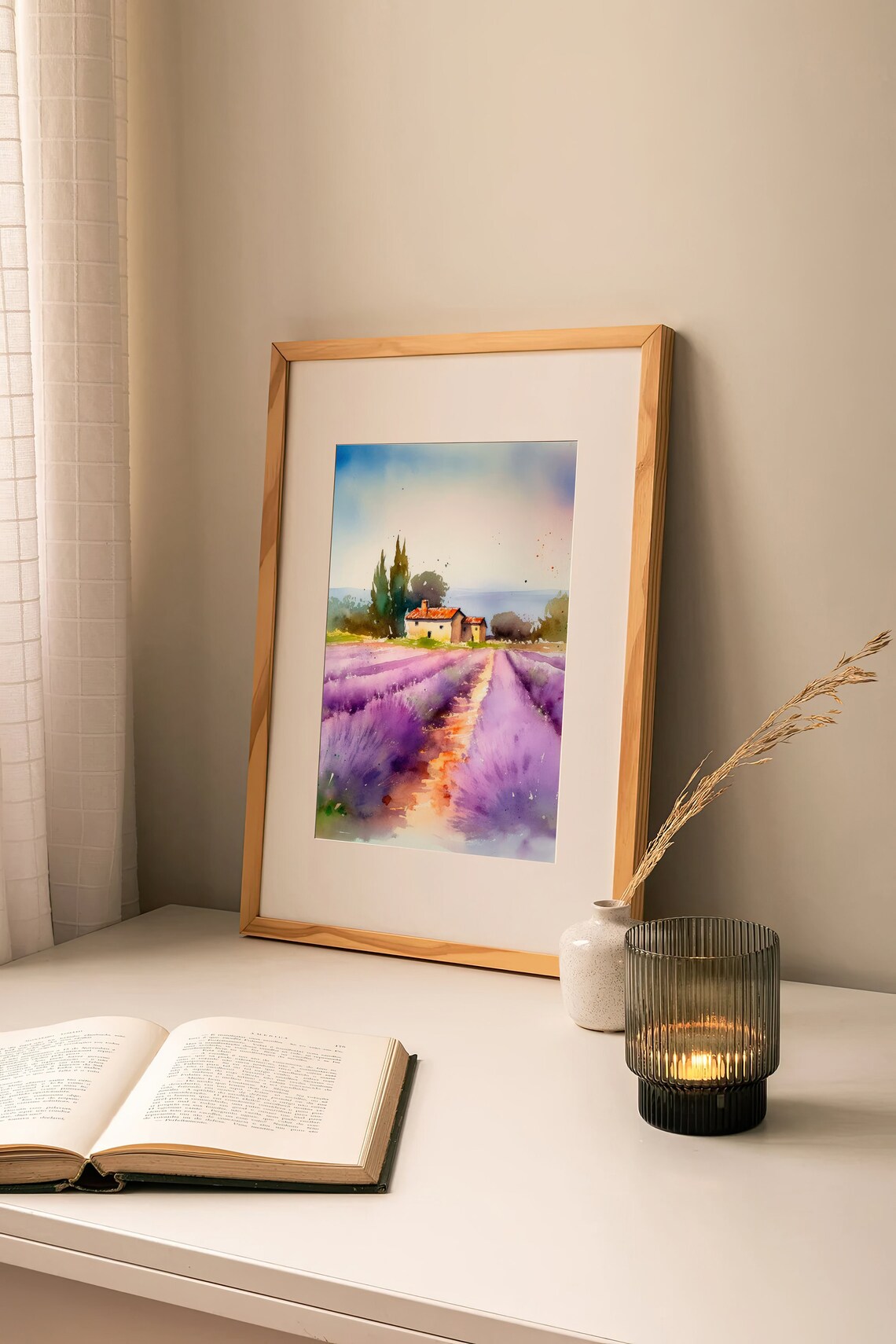Provence Lavender Field Stone Farmhouse Watercolor France Poster - Image 5
