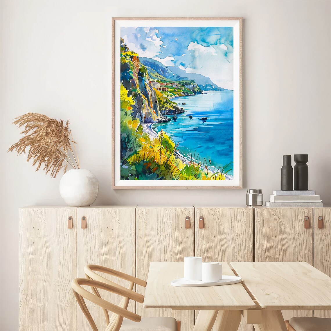 Calabria Italy Rocky Cliffs Turquoise Sea Watercolor View Poster - Image 5