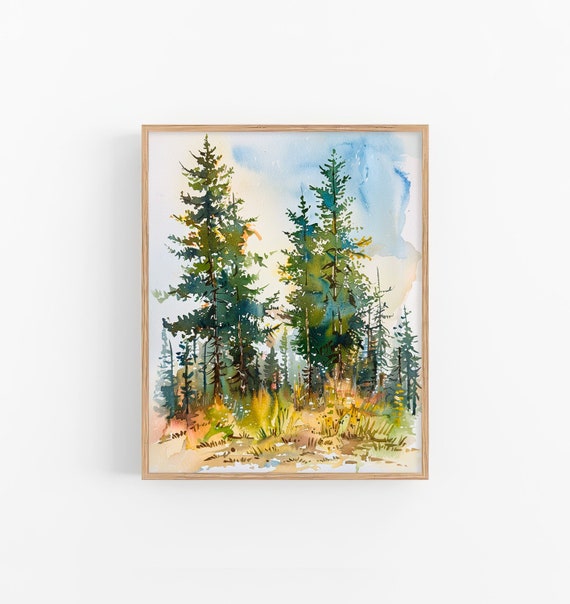 Chattahoochee Oconee National Forest Painting Pine Trees Art Print Georgia Forest Evergreen Trees Watercolor Wall Art Decor By Feelingprints