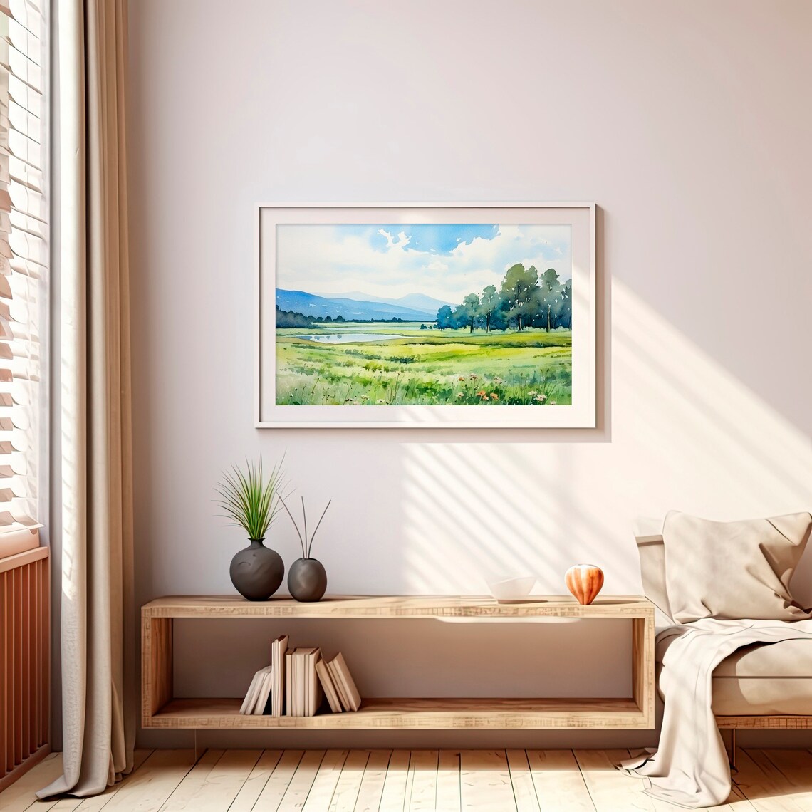 Meadow Fields, Lake District Watercolor Art Print - Image 4