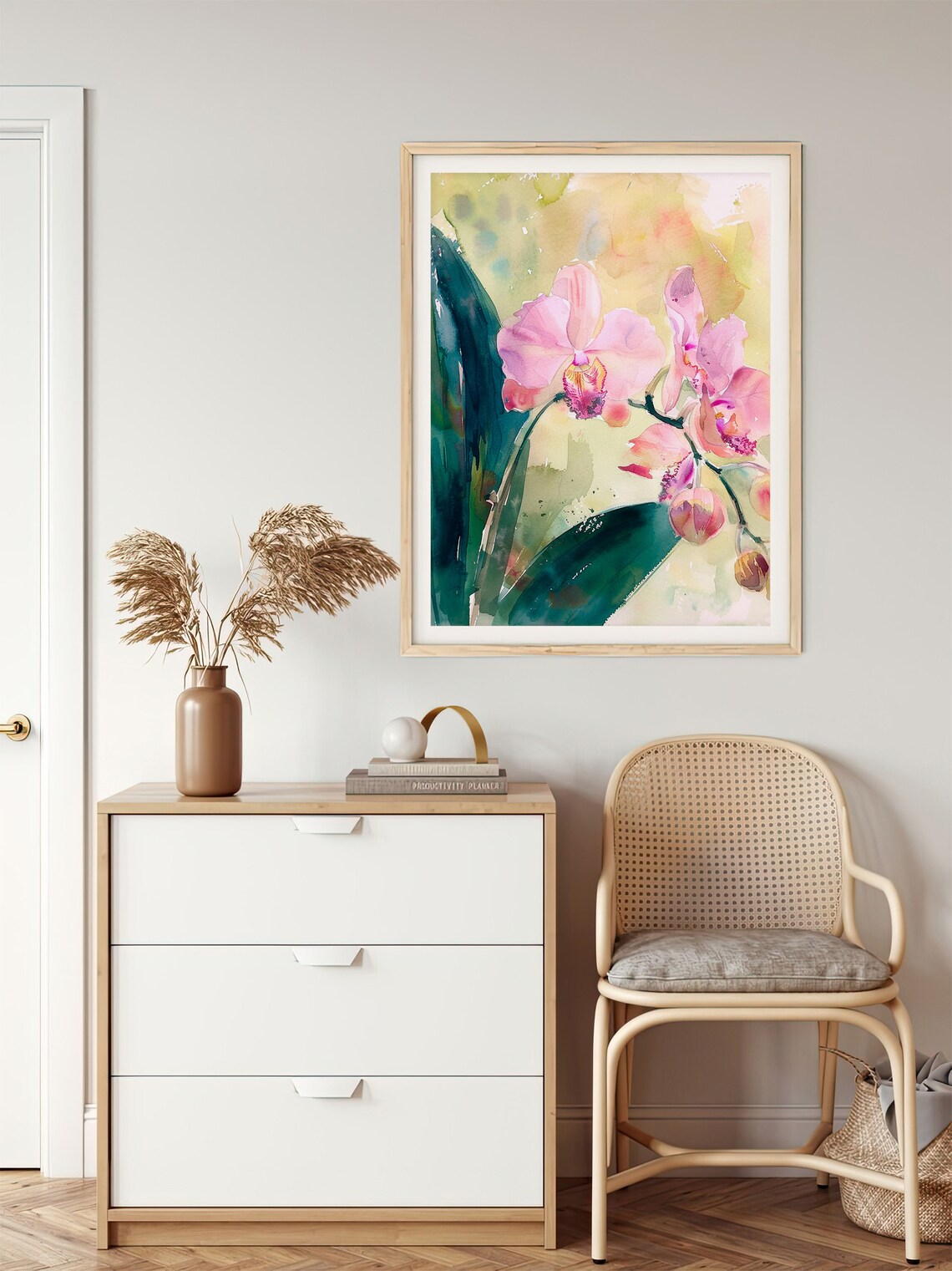 Pink Orchid Watercolor Phalaenopsis Blossom Botanical Art Poster - Image 5