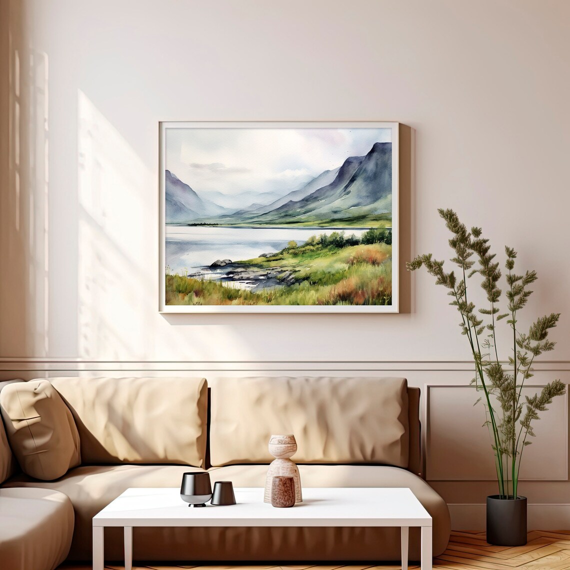 Loch Ness Lake Painting Scotland Landscape Art Print - Image 2
