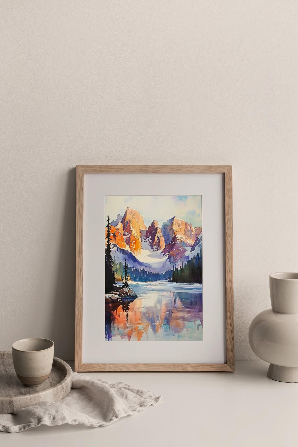 Rocky Mountains Landscape Watercolor Art Print - Image 3