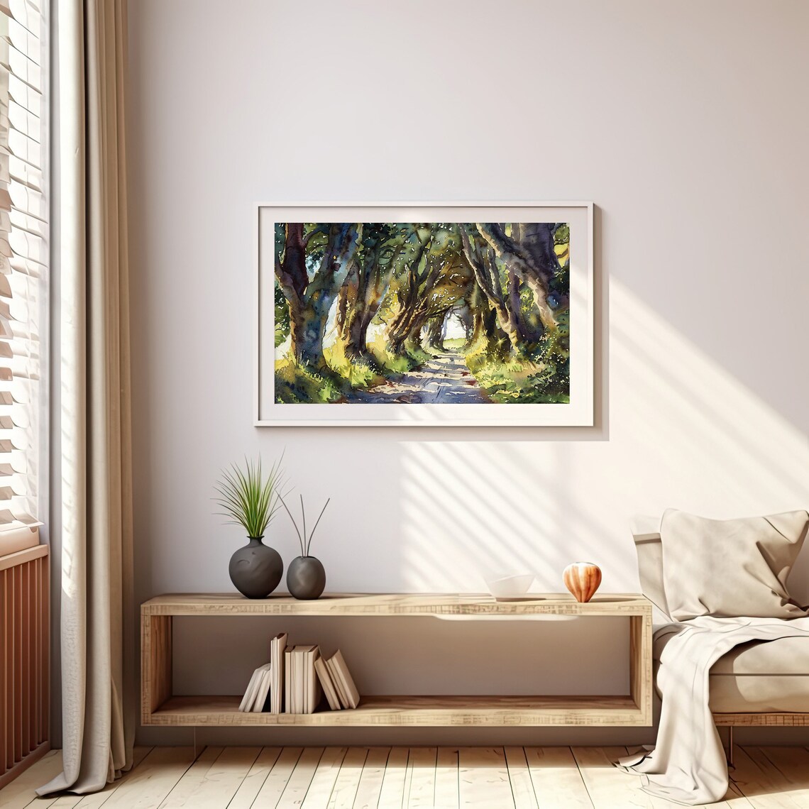 Dark Hedges Watercolor Art Print, Irish Landscape - Image 4