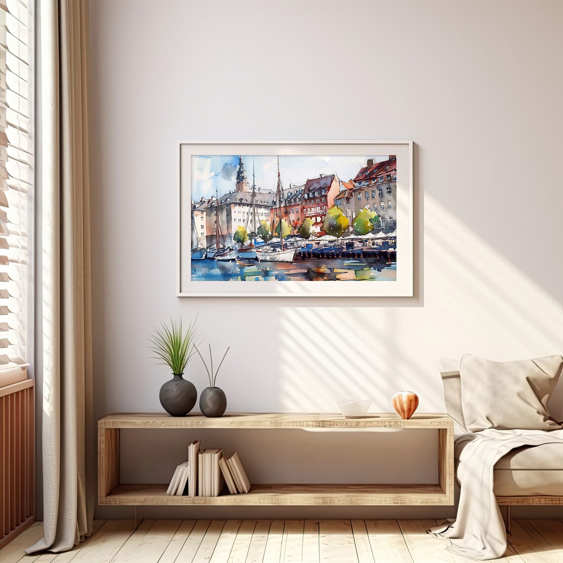 Copenhagen Watercolor Cityscape Art Print, Travel Poster - Image 4