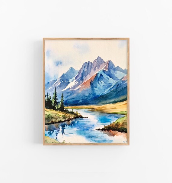 Rocky Mountains Watercolor Art Print Colorado Landscape Art Paintings Mountains Wall Art Print Travel Gifts By Feelingprints