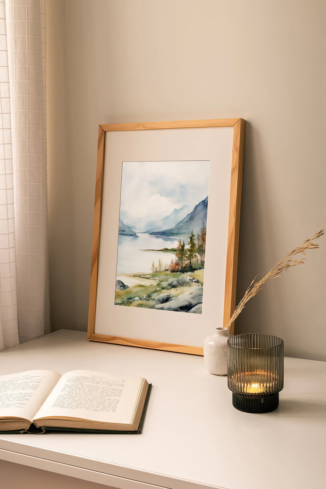 Scottish Highlands Watercolor Art Print, Lake District - Image 3