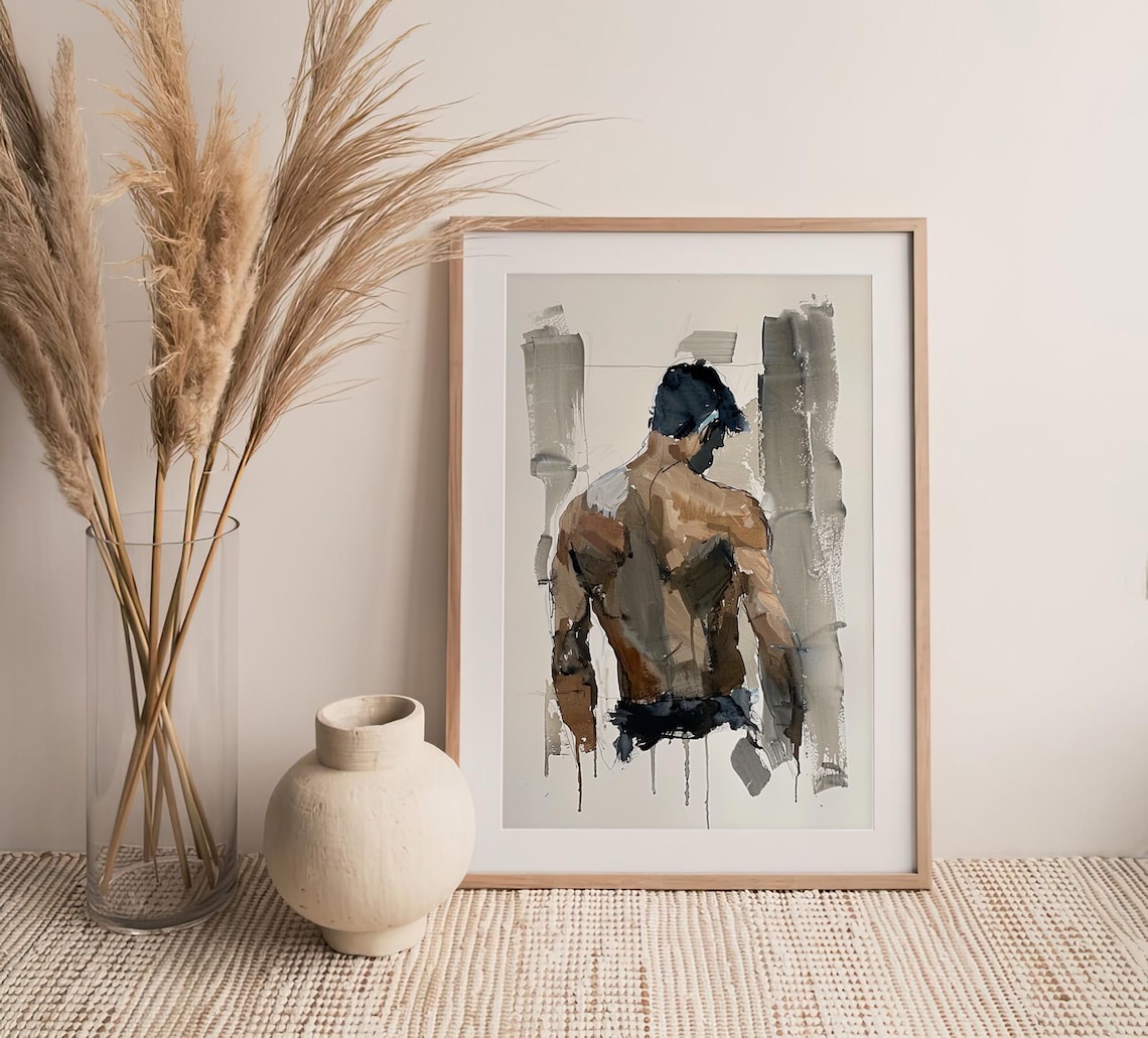 Male Body Art Print, Gay Watercolor Portrait - Image 4