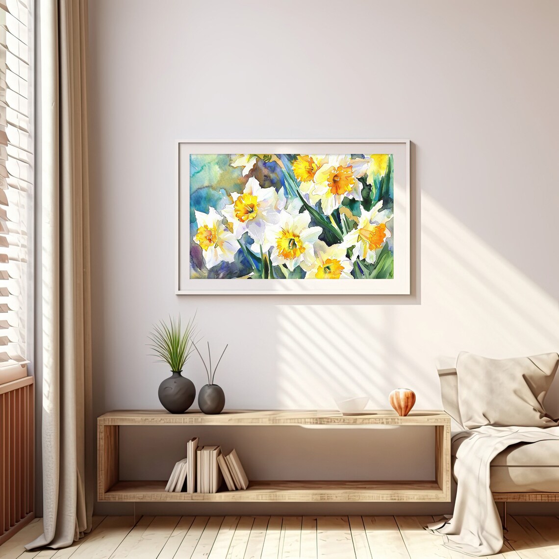 Daffodils Watercolor Art Print, Spring Floral Meadow - Image 5