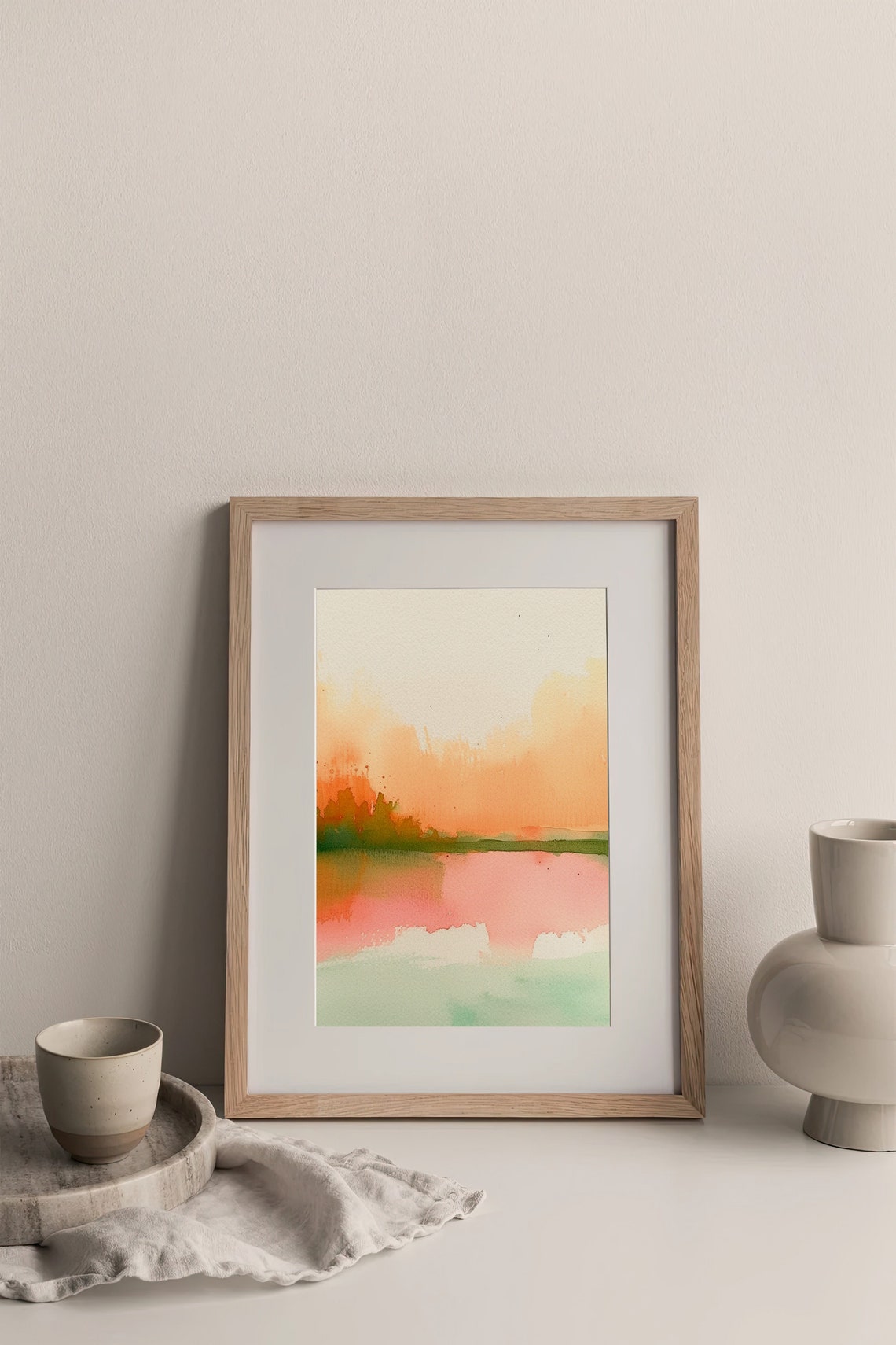 Lake Chelan Sunset Abstract Watercolor Landscape Artwork Poster - Image 4