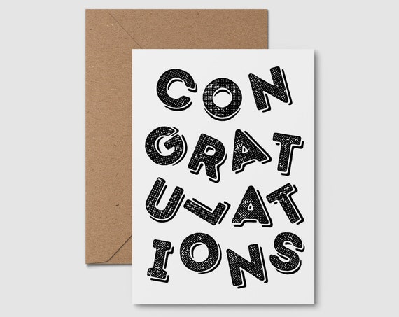 Abstract Congratulations Card Bold Typography Celebration Card Blank Inside Modern Typography Congratulations Card