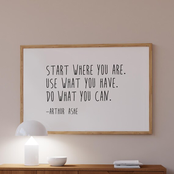 Start Where You Are Arthur Ashe Inspirational Minimalist Quote Poster