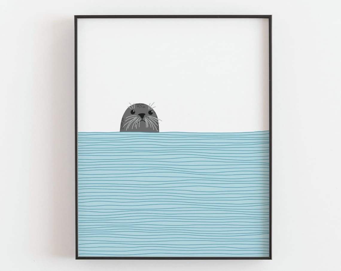 Seal Print, Sea Horse Peeking Out Of Water Poster
