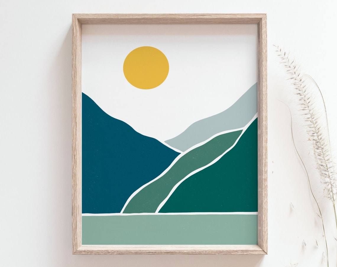 Sunset Over The Mountain, Midcentury Modern Poster - Image 3
