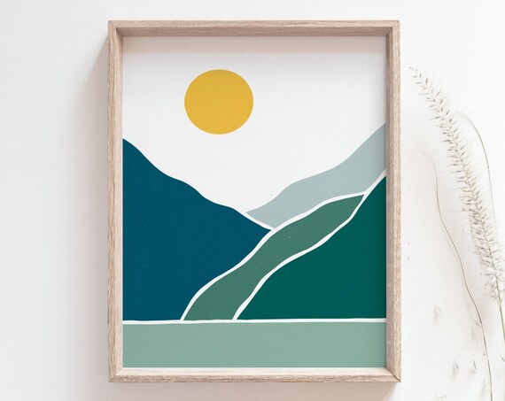 Sunset Over the Mountain, Mid-Century Modern Print