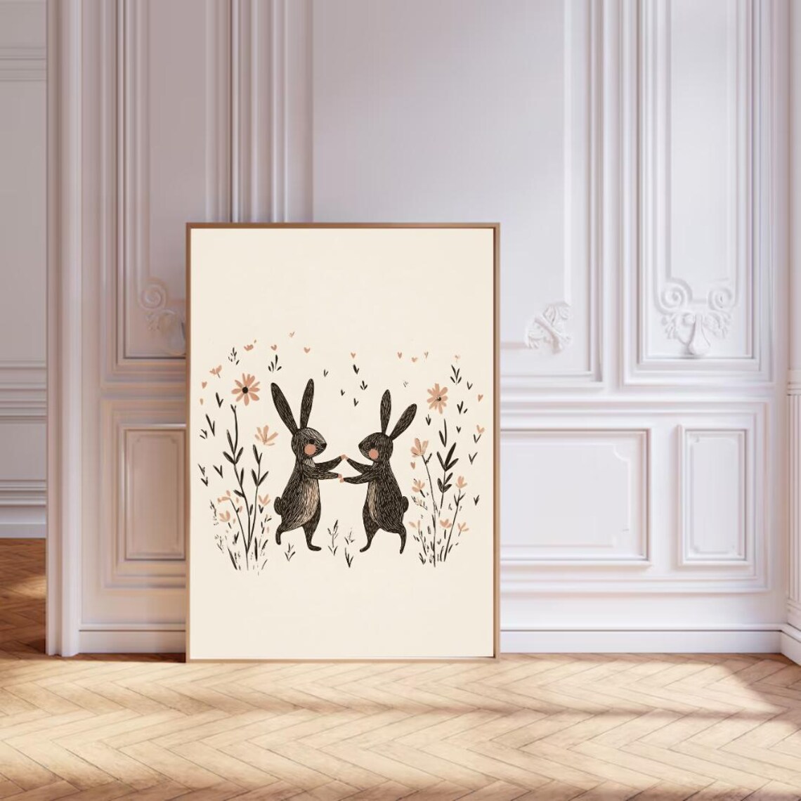 Spring Bunny Easter Decor, Coquette Bunny Art - Image 5