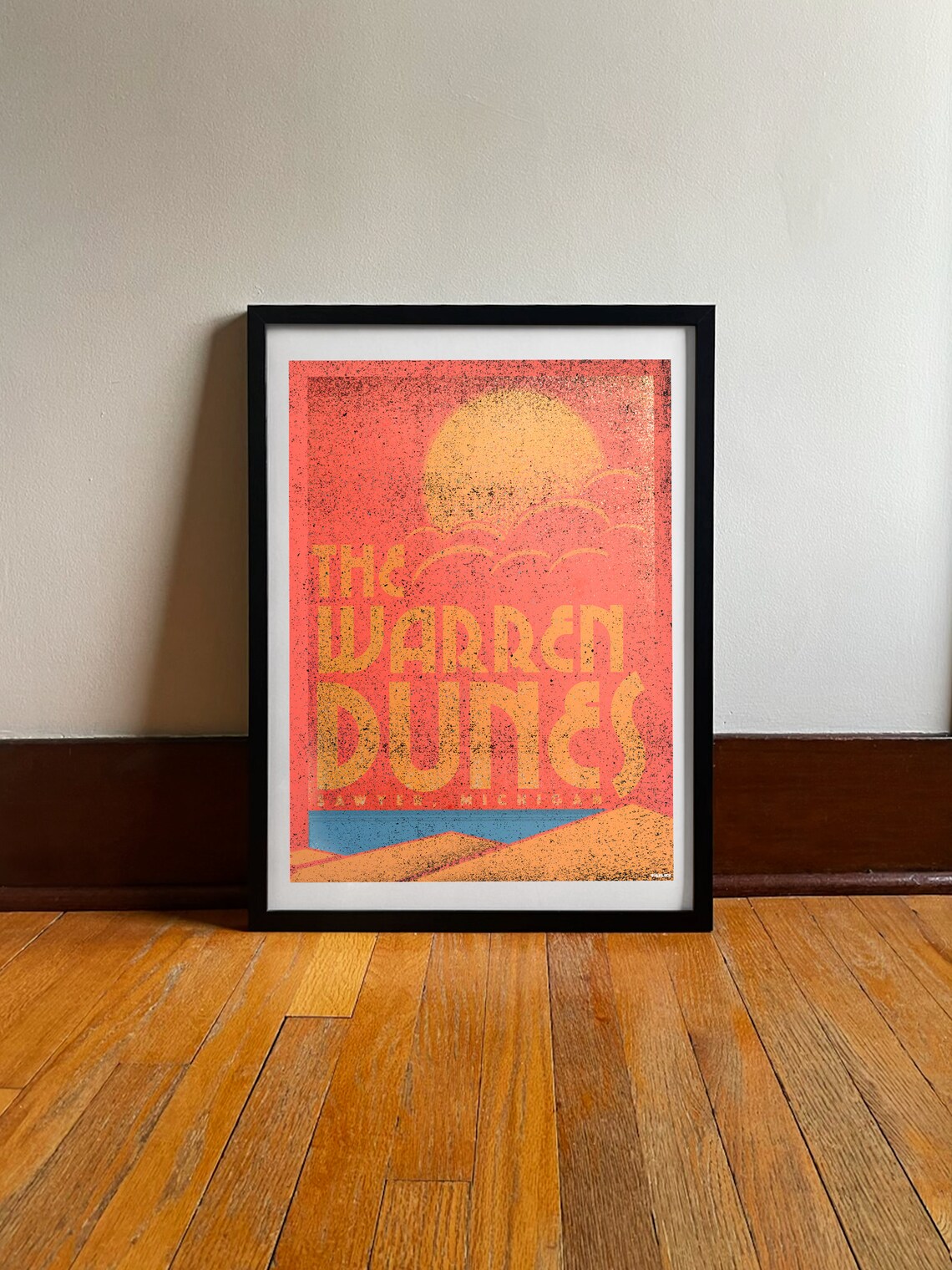 Warren Dunes Sawyer Michigan Travel Poster, Vintage