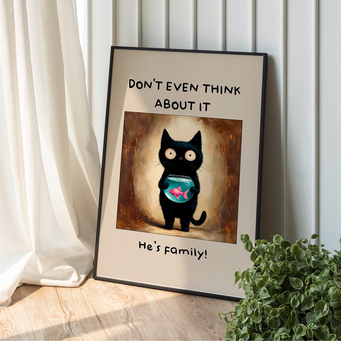 No Funny Black Cat Poster Cute Japandi Wall Art Lover Gift Animal Home Decor Retro