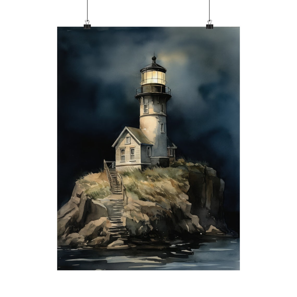 Lighthouse Art Print Lighthouse Painting Lighthouse Wall Art Beach Art Print Beach Wall Art Ocean Dcor Ocean Painting Ocean Theme - Image 5