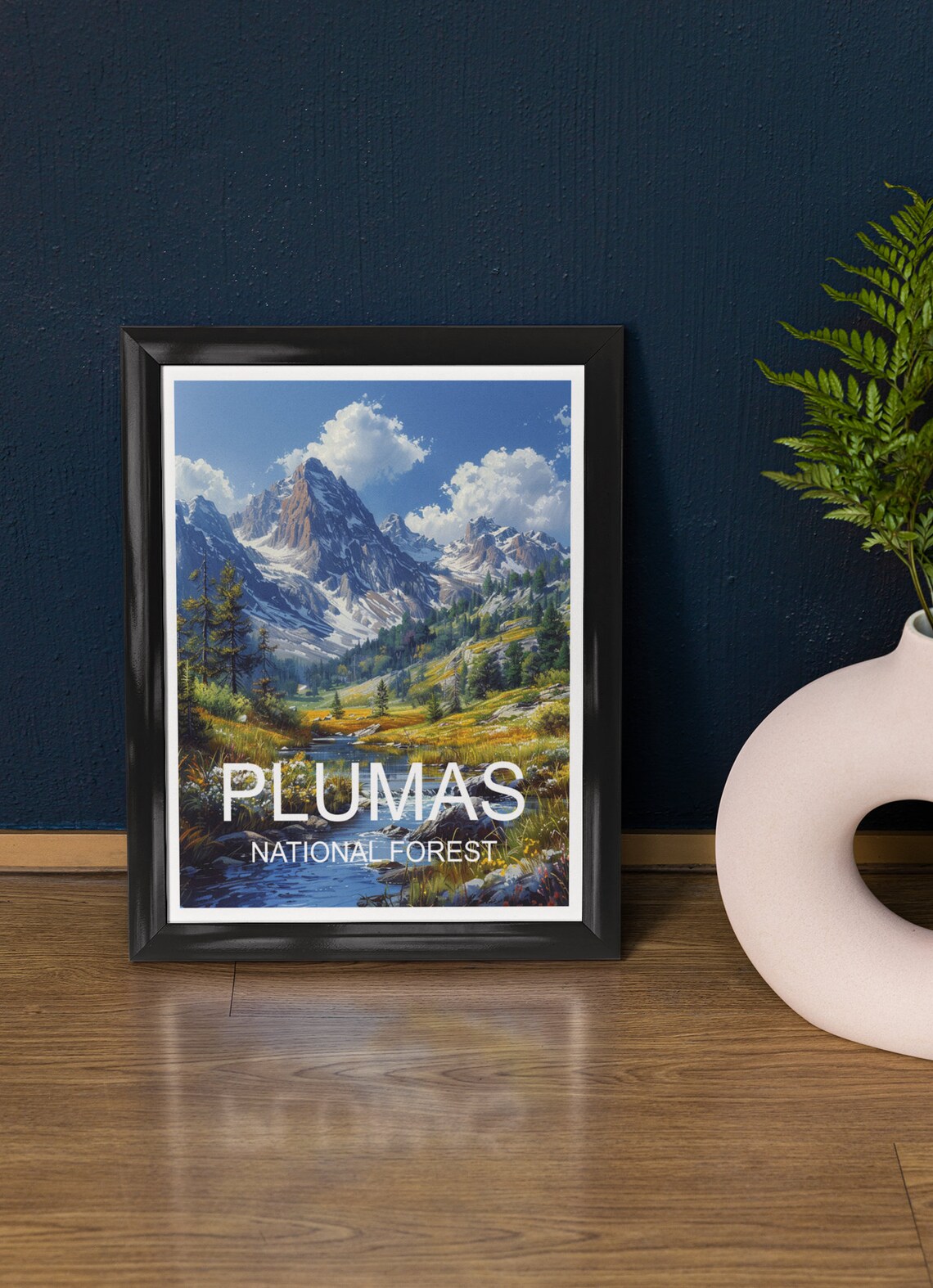 Plumas National Forest Snowy Alpine Peaks Meadow Stream Valley Poster