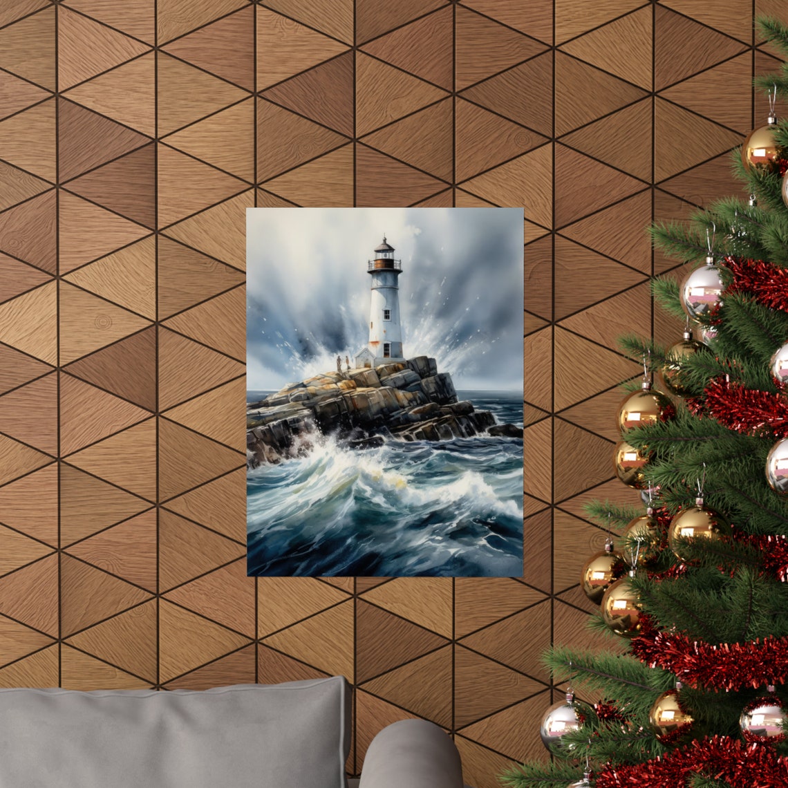 Lighthouse Art Print Lighthouse Painting Lighthouse Wall Art Beach Art Print Beach Wall Art Ocean Dcor Ocean Painting Ocean Theme - Image 3