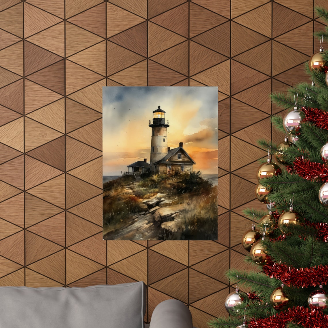 Lighthouse Art Print Lighthouse Painting Lighthouse Wall Art Beach Art Print Beach Wall Art Ocean Dcor Ocean Painting Ocean Theme - Image 3