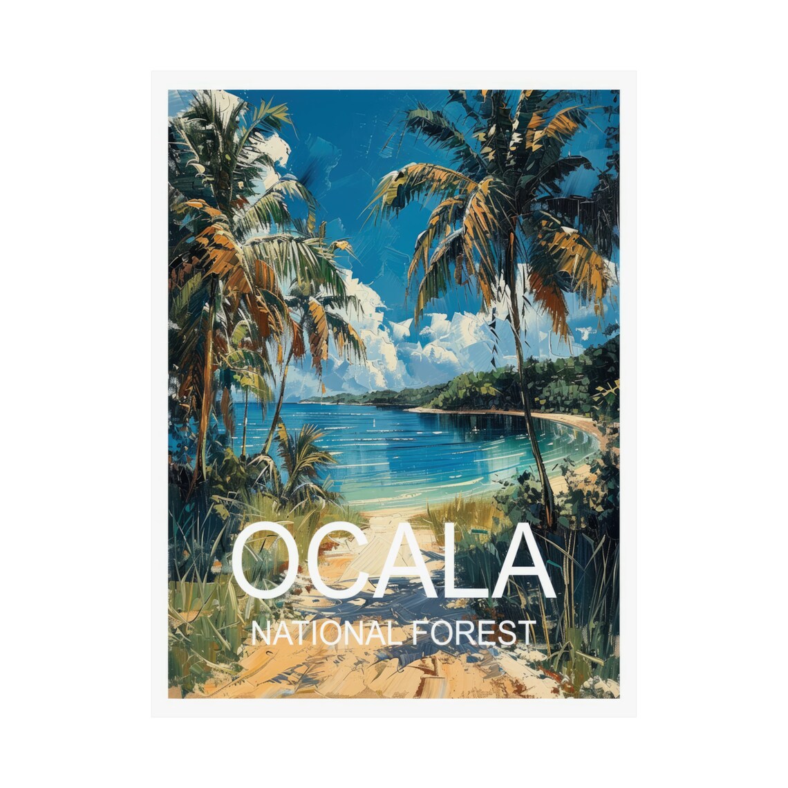 Ocala National Forest Palm Framed Turquoise Lagoon Beach Shore Poster - Image 3