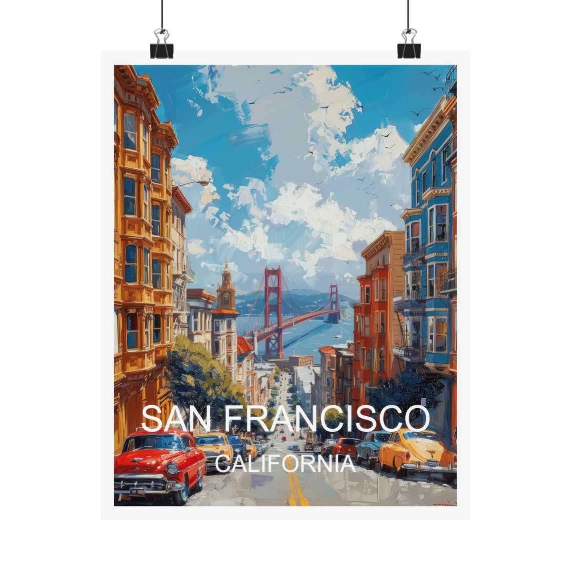 San Francisco Golden Gate Bridge Steep Street View Travel Poster - Image 4
