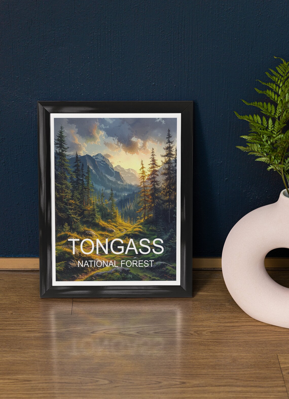 Tongass National Forest Evergreen Valley Golden Light Travel Poster